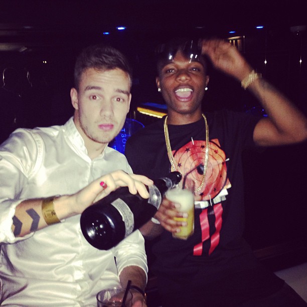 Updated - Life in the Luxury Lane! Wizkid & Liam Payne (of One Direction)  Get a Taste of the 284 Million Naira Gout De Diamants Champagne | BellaNaija