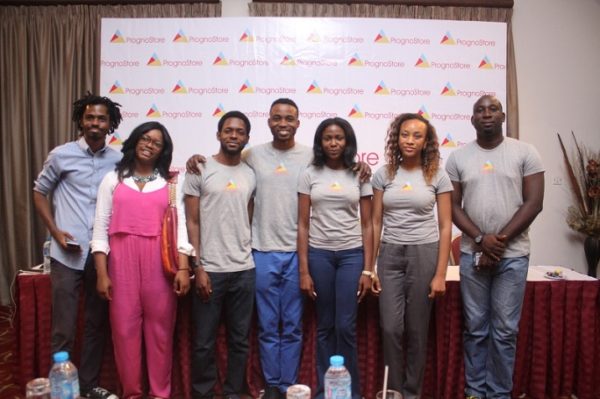 Bankole Oluwafemi  of BigCabal Media and Isoken Ogiemwonyi of Zazaii with the PrognoStore team
