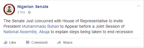National Assembly Invites Buhari