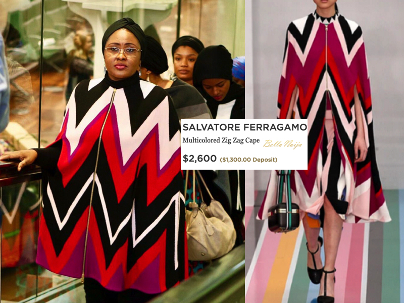 Aisha Buhari Loves Her Couture! Wears $2,600 (₦ 1.2 million) Ferragamo Cape  on Official Duty in Belgium | BellaNaija