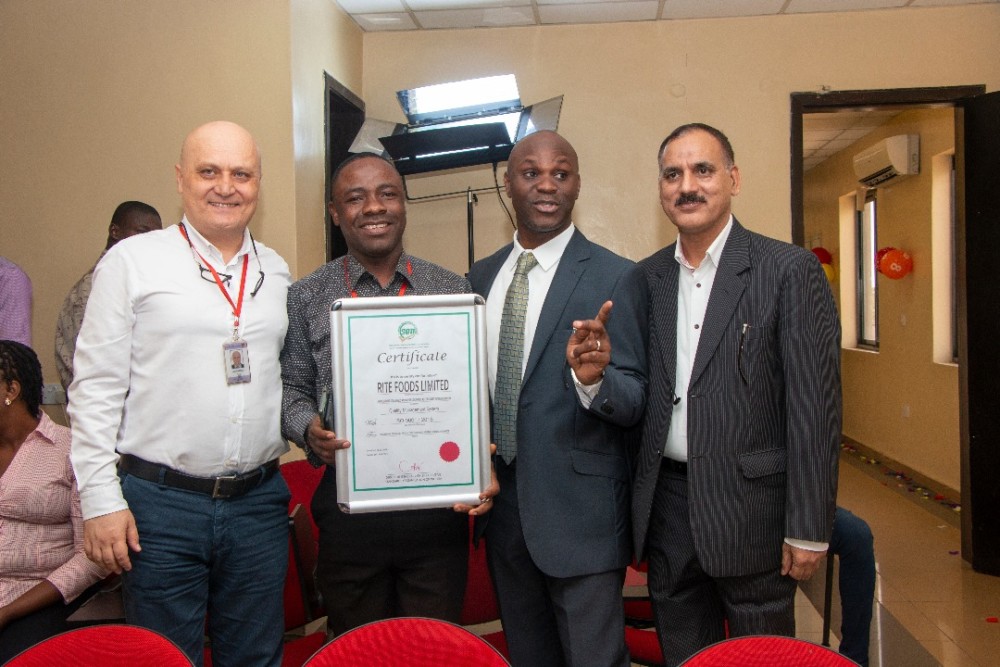 Makers of Bigi, Rite Foods acquires ISO 9001:2015 Certificate from Standard Organisation of Nigeria