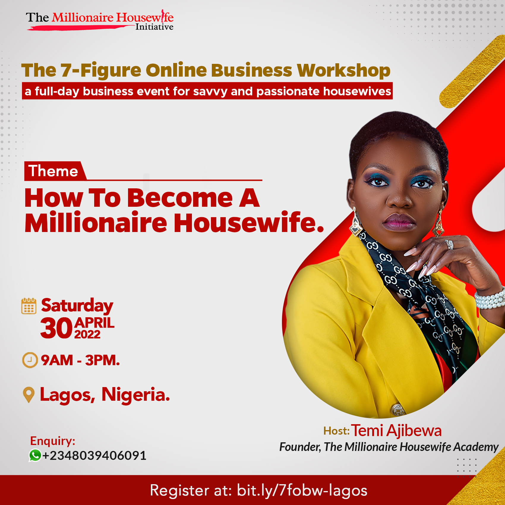Join Temi Ajibewa in this Business Workshop on 'How to become a Millionaire  Housewife' | April 30th | BellaNaija
